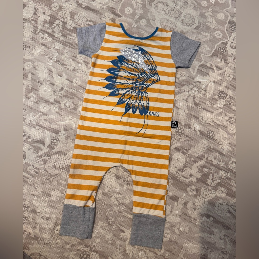 Rags to Raches 12/18 Native Striped Romper